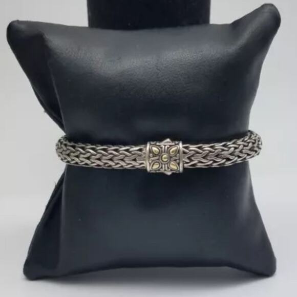 Rare John Hardy Lava Blue Elliptical Station Bracelet Sterling Silver 18K Gold - Picture 12 of 12